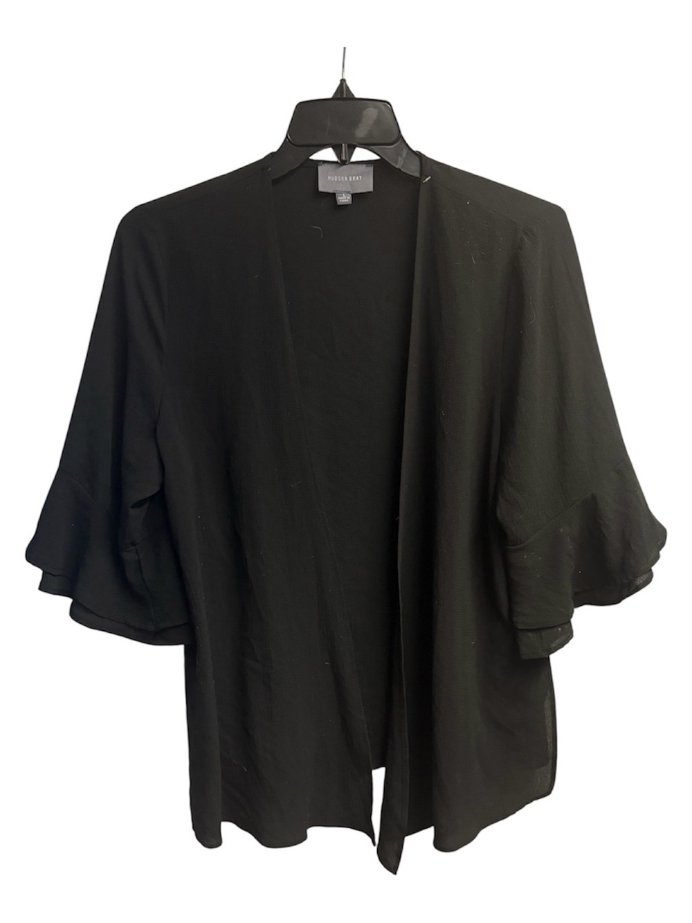 Hudson Grey Boutique Brand Black Cardigan W/ Ruffle Flutter Sleeves Size Large